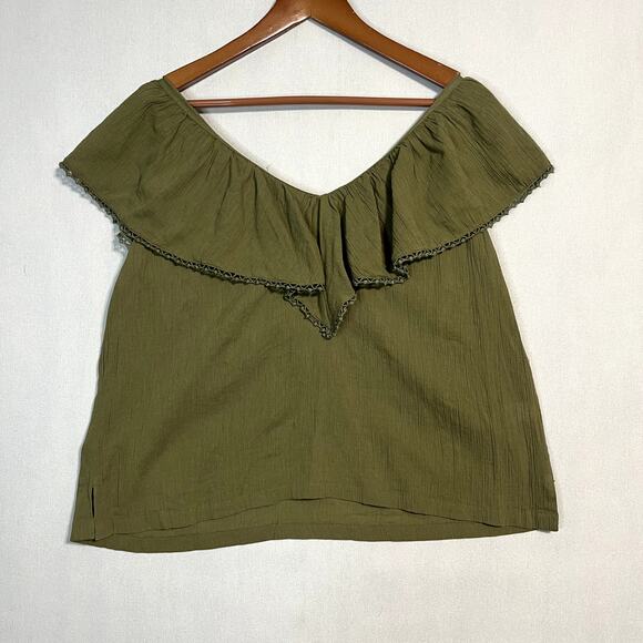 LOFT Women's‎ Green V-Neck Ruffle Flutter Sleeve Blouse Top - Size S - Picture 3 of 7